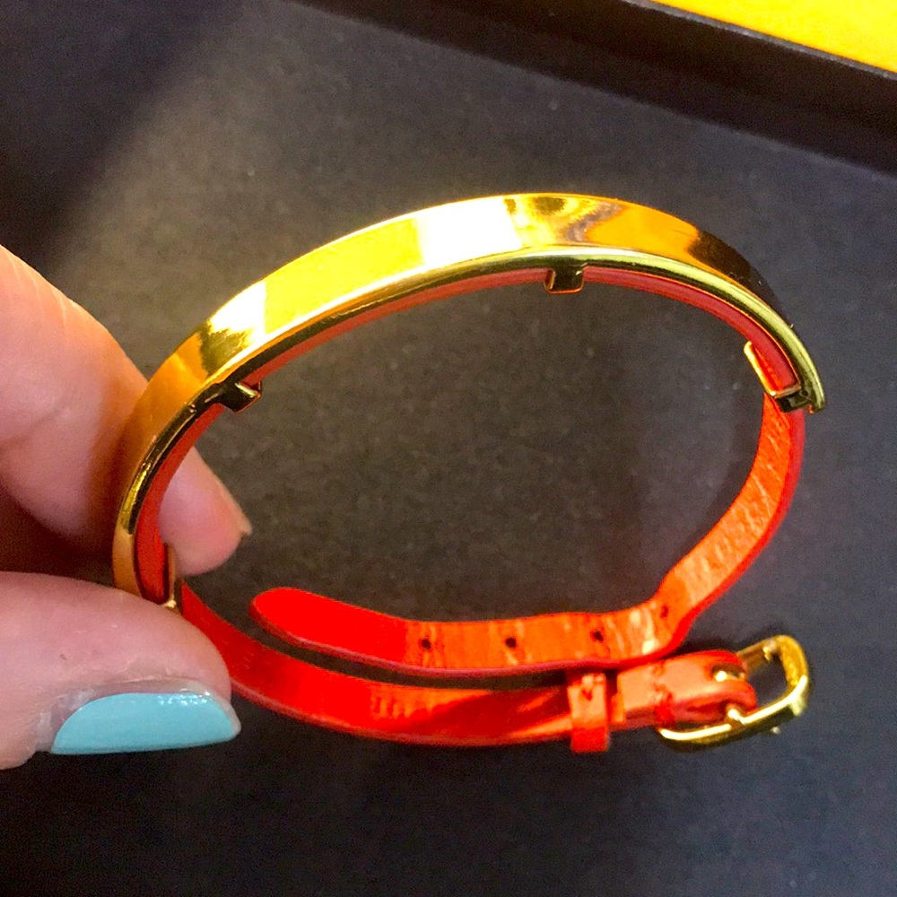 Gold and leather cuff